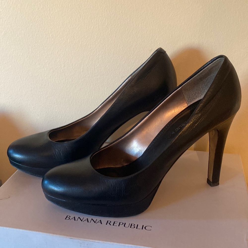 Black leather heels